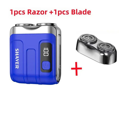 Mini Electric Smart Shaver Household Car Shaver Digital Display Dual Blade Rechargeable Shaver Powerful Beard Trimmer Tool - Lux Mart London
