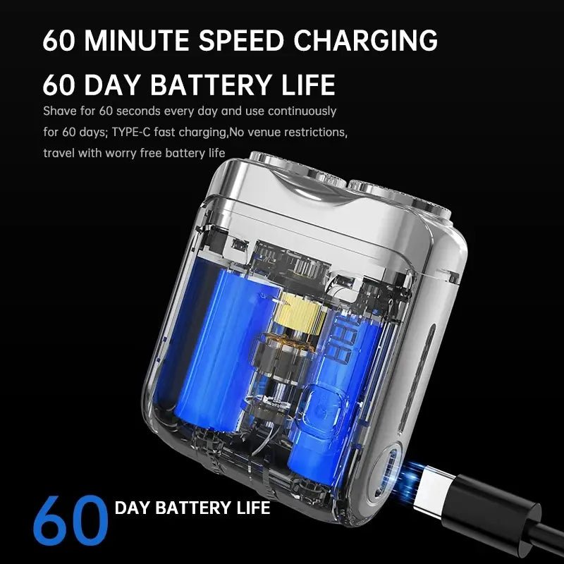 Mini Electric Smart Shaver Household Car Shaver Digital Display Dual Blade Rechargeable Shaver Powerful Beard Trimmer Tool.