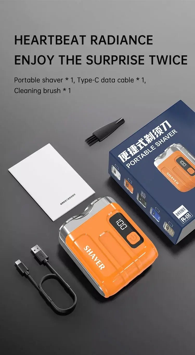 Mini Electric Smart Shaver Household Car Shaver Digital Display Dual Blade Rechargeable Shaver Powerful Beard Trimmer Tool.