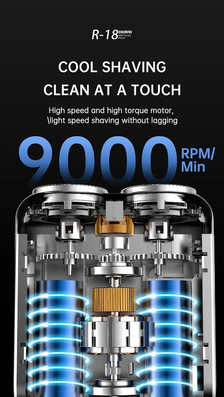 Mini Electric Smart Shaver Household Car Shaver Digital Display Dual Blade Rechargeable Shaver Powerful Beard Trimmer Tool.