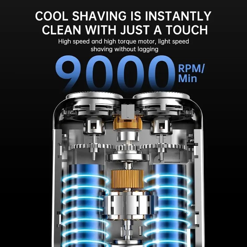Mini Electric Smart Shaver Household Car Shaver Digital Display Dual Blade Rechargeable Shaver Powerful Beard Trimmer Tool.