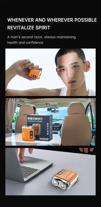 Mini Electric Smart Shaver Household Car Shaver Digital Display Dual Blade Rechargeable Shaver Powerful Beard Trimmer Tool.
