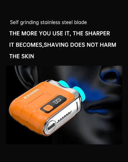 Mini Electric Smart Shaver Household Car Shaver Digital Display Dual Blade Rechargeable Shaver Powerful Beard Trimmer Tool.