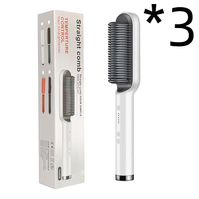 New 2 In 1 Hair Straightener Hot Comb Negative Ion Curling Tong Dual-purpose Electric Hair Brush - Lux Mart London