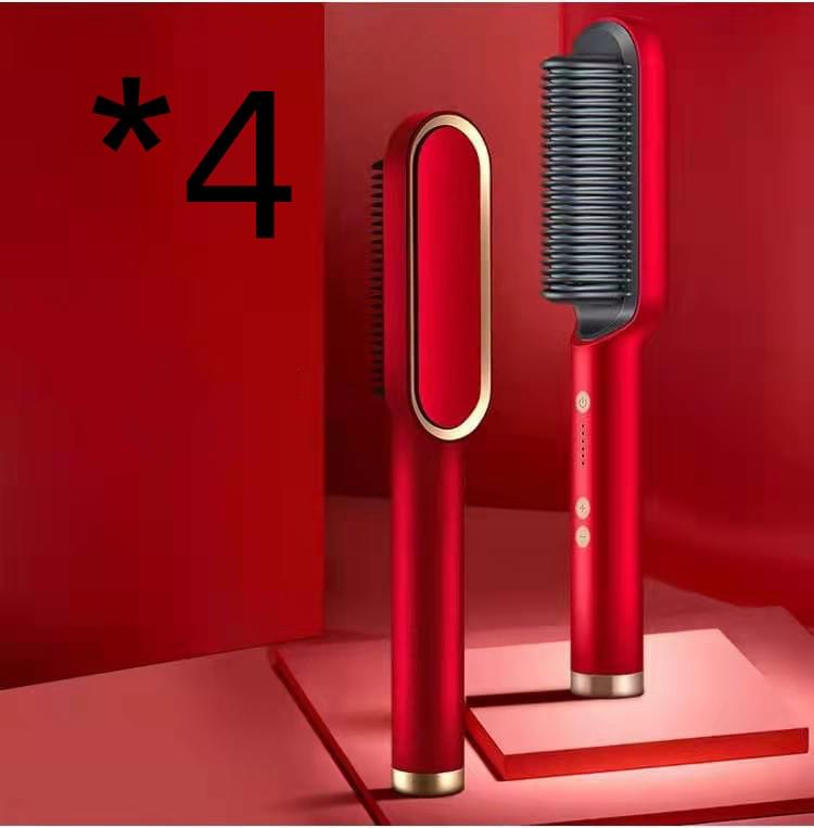 New 2 In 1 Hair Straightener Hot Comb Negative Ion Curling Tong Dual-purpose Electric Hair Brush - Lux Mart London