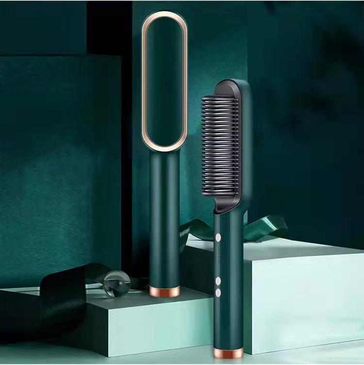 New 2 In 1 Hair Straightener Hot Comb Negative Ion Curling Tong Dual-purpose Electric Hair Brush.