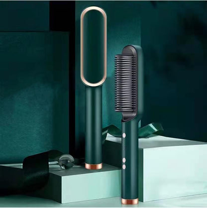 New 2 In 1 Hair Straightener Hot Comb Negative Ion Curling Tong Dual-purpose Electric Hair Brush.