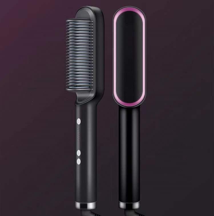 New 2 In 1 Hair Straightener Hot Comb Negative Ion Curling Tong Dual-purpose Electric Hair Brush.