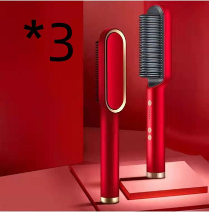 New 2 In 1 Hair Straightener Hot Comb Negative Ion Curling Tong Dual-purpose Electric Hair Brush - Lux Mart London