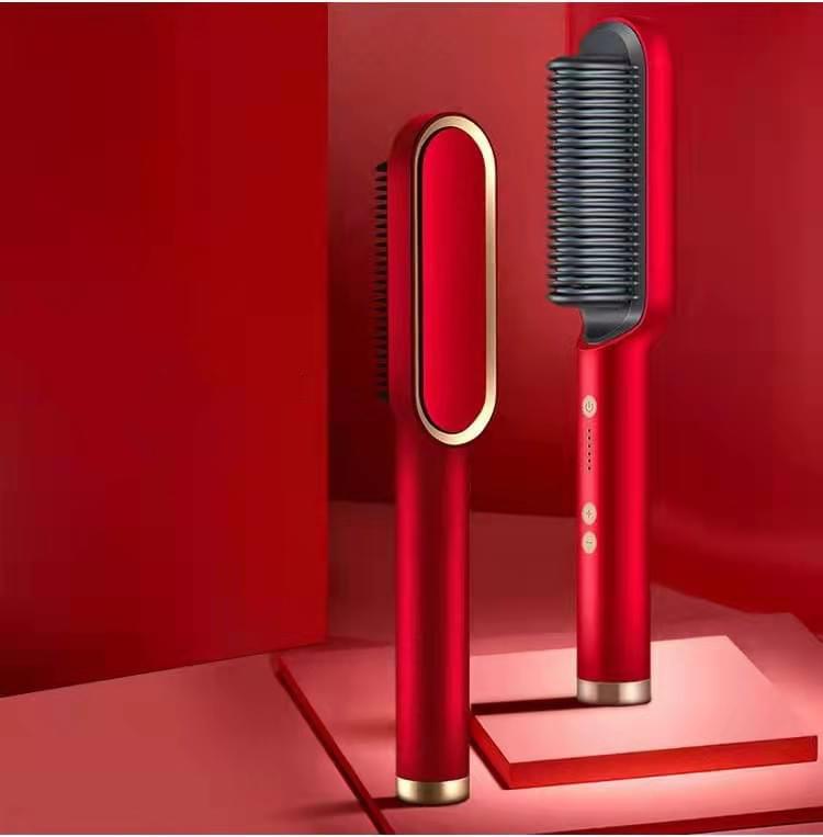 New 2 In 1 Hair Straightener Hot Comb Negative Ion Curling Tong Dual-purpose Electric Hair Brush.