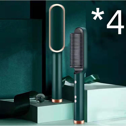 New 2 In 1 Hair Straightener Hot Comb Negative Ion Curling Tong Dual-purpose Electric Hair Brush - Lux Mart London