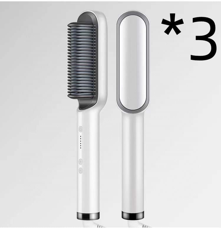 New 2 In 1 Hair Straightener Hot Comb Negative Ion Curling Tong Dual-purpose Electric Hair Brush - Lux Mart London