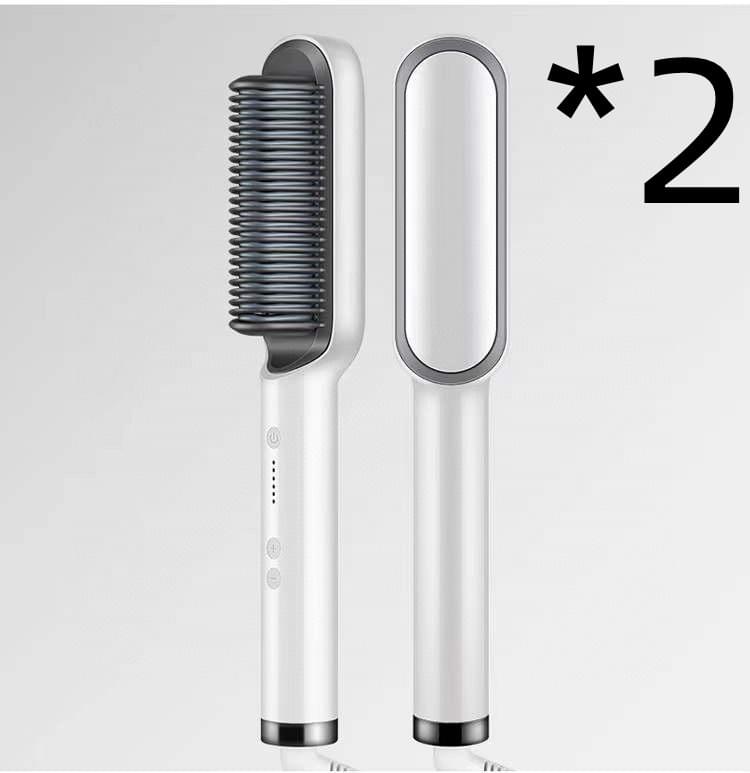 New 2 In 1 Hair Straightener Hot Comb Negative Ion Curling Tong Dual-purpose Electric Hair Brush - Lux Mart London