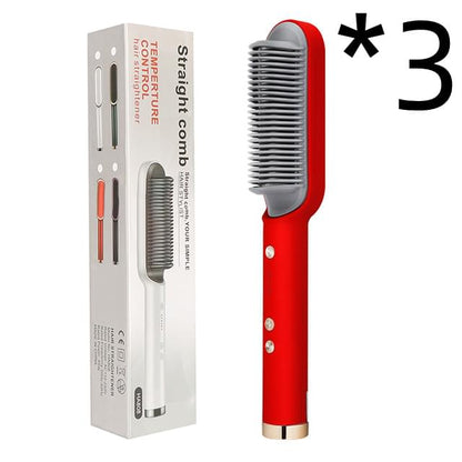 New 2 In 1 Hair Straightener Hot Comb Negative Ion Curling Tong Dual-purpose Electric Hair Brush - Lux Mart London