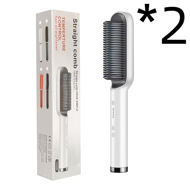 New 2 In 1 Hair Straightener Hot Comb Negative Ion Curling Tong Dual-purpose Electric Hair Brush - Lux Mart London