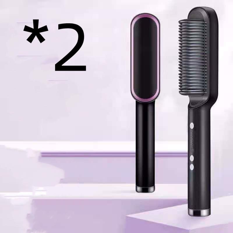 New 2 In 1 Hair Straightener Hot Comb Negative Ion Curling Tong Dual-purpose Electric Hair Brush.