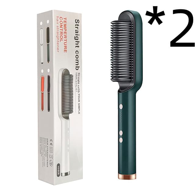New 2 In 1 Hair Straightener Hot Comb Negative Ion Curling Tong Dual-purpose Electric Hair Brush - Lux Mart London
