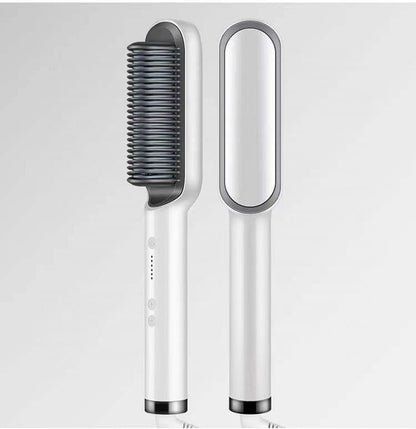 New 2 In 1 Hair Straightener Hot Comb Negative Ion Curling Tong Dual-purpose Electric Hair Brush.