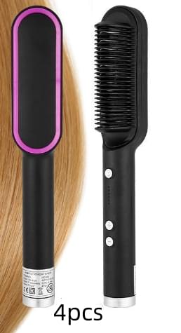 New 2 In 1 Hair Straightener Hot Comb Negative Ion Curling Tong Dual-purpose Electric Hair Brush - Lux Mart London