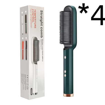 New 2 In 1 Hair Straightener Hot Comb Negative Ion Curling Tong Dual-purpose Electric Hair Brush - Lux Mart London