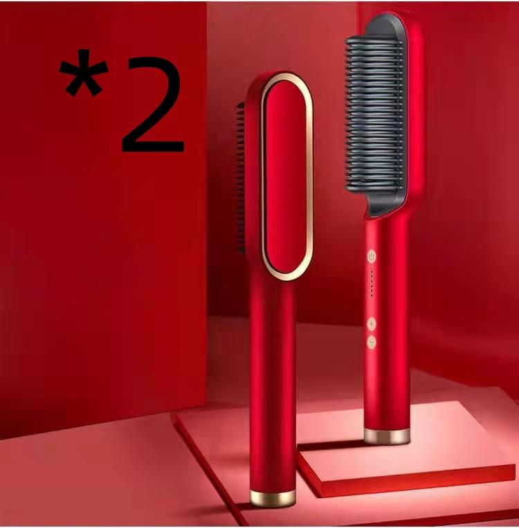 New 2 In 1 Hair Straightener Hot Comb Negative Ion Curling Tong Dual-purpose Electric Hair Brush - Lux Mart London