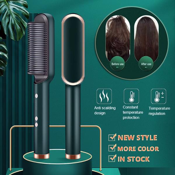New 2 In 1 Hair Straightener Hot Comb Negative Ion Curling Tong Dual-purpose Electric Hair Brush.