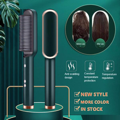 New 2 In 1 Hair Straightener Hot Comb Negative Ion Curling Tong Dual-purpose Electric Hair Brush.