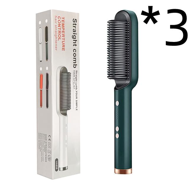 New 2 In 1 Hair Straightener Hot Comb Negative Ion Curling Tong Dual-purpose Electric Hair Brush - Lux Mart London