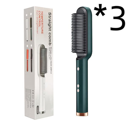 New 2 In 1 Hair Straightener Hot Comb Negative Ion Curling Tong Dual-purpose Electric Hair Brush - Lux Mart London