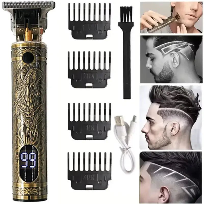 New！T9 Electric Hair Trimmer/Accessories | USB Professional Shaver | 0mm Bald Fade Cutting Machine Portable for Men Home Haircut.