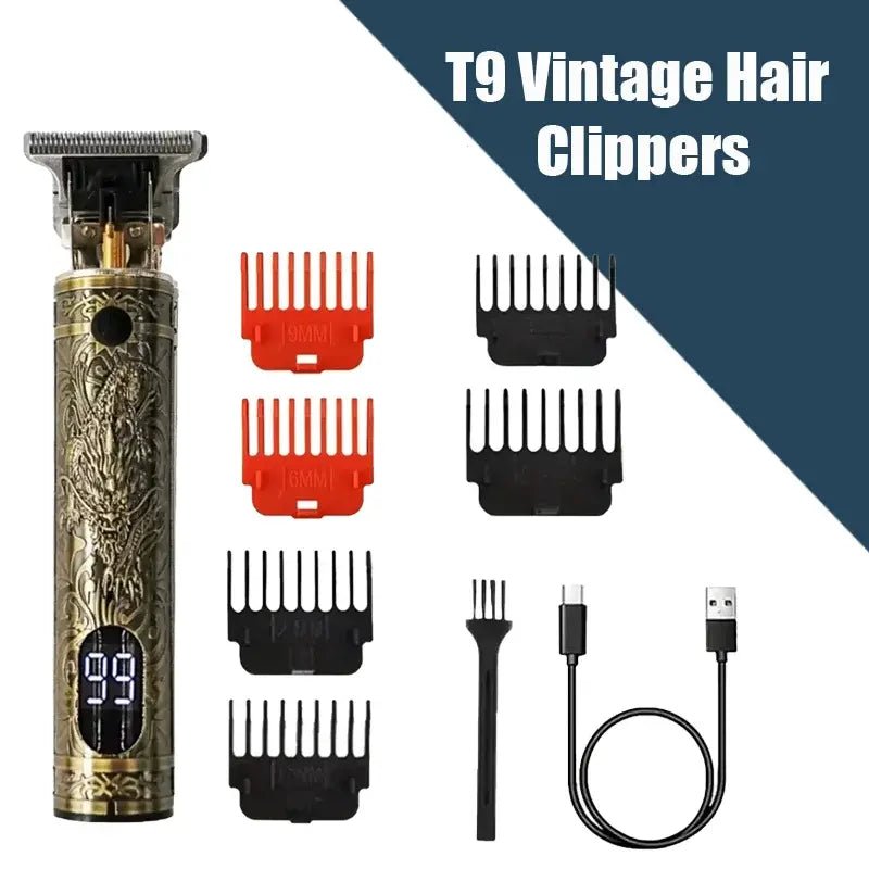 New！T9 Electric Hair Trimmer/Accessories | USB Professional Shaver | 0mm Bald Fade Cutting Machine Portable for Men Home Haircut.