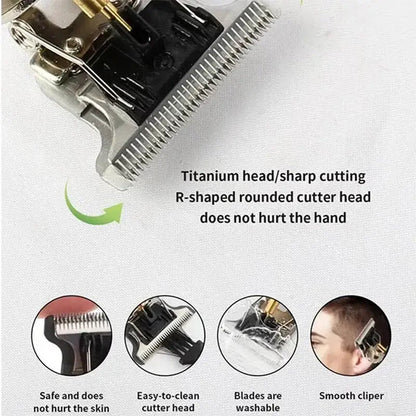 New！T9 Electric Hair Trimmer/Accessories | USB Professional Shaver | 0mm Bald Fade Cutting Machine Portable for Men Home Haircut.
