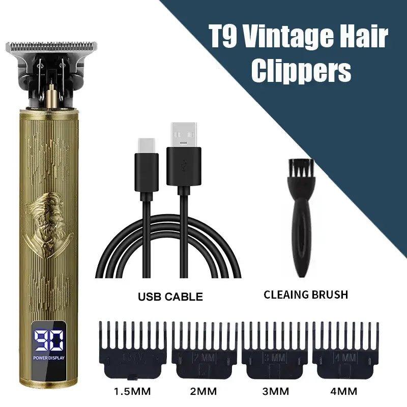 New！T9 Electric Hair Trimmer/Accessories | USB Professional Shaver | 0mm Bald Fade Cutting Machine Portable for Men Home Haircut - Lux Mart London
