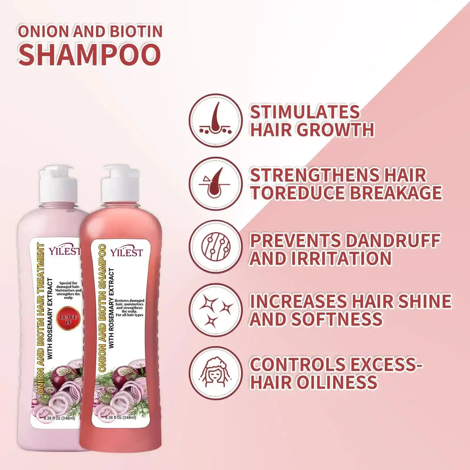 Onion Biotin Rosemary Shampoo Suit Nourish Hair Root Scalp Gloss Hair Care Cleaning.