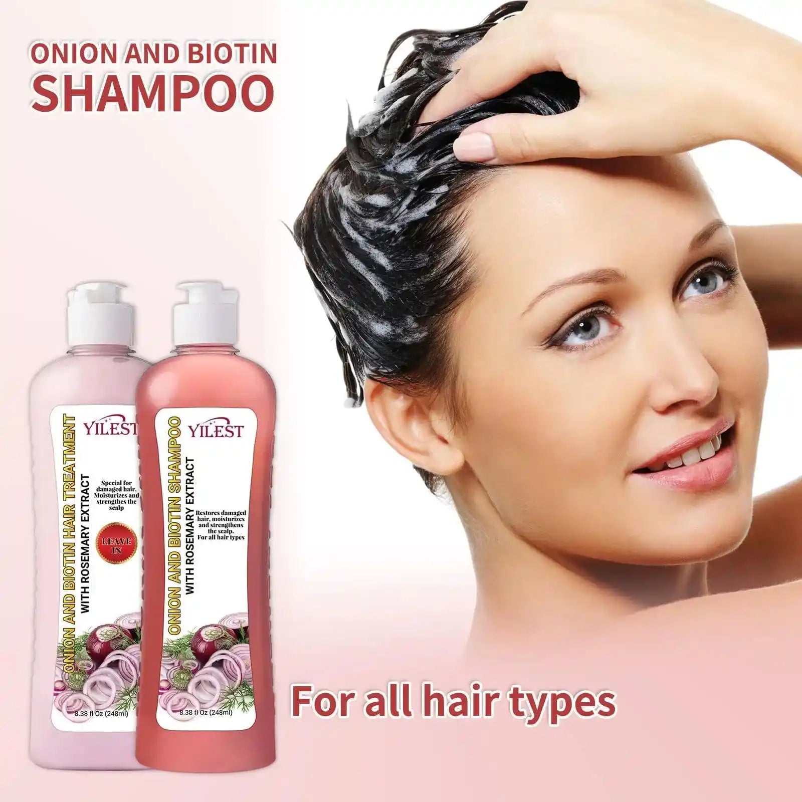 Onion Biotin Rosemary Shampoo Suit Nourish Hair Root Scalp Gloss Hair Care Cleaning.