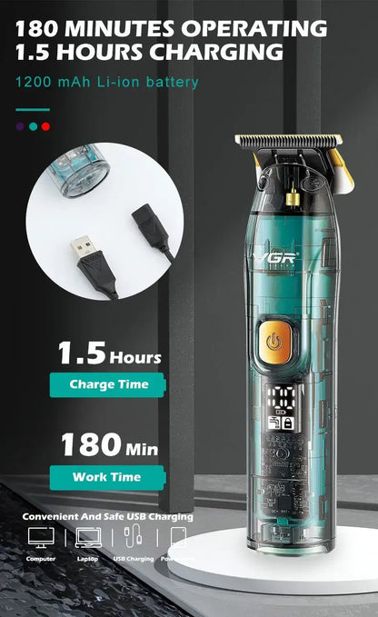 Original VGR Professional Hair Trimmer For Men Electric Beard Trimmer Rechargeable Hair Clipper Washable Haircut Barber Shop Kit.