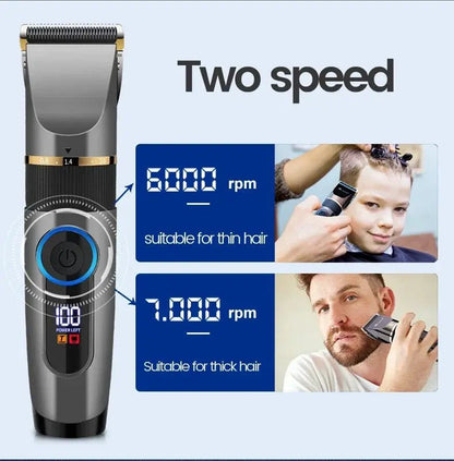 Professional Hair Clipper Rechargeable Electric Trimmer For Men Beard Kids Barber Cutting Machine Haircut LED Screen Waterproof.