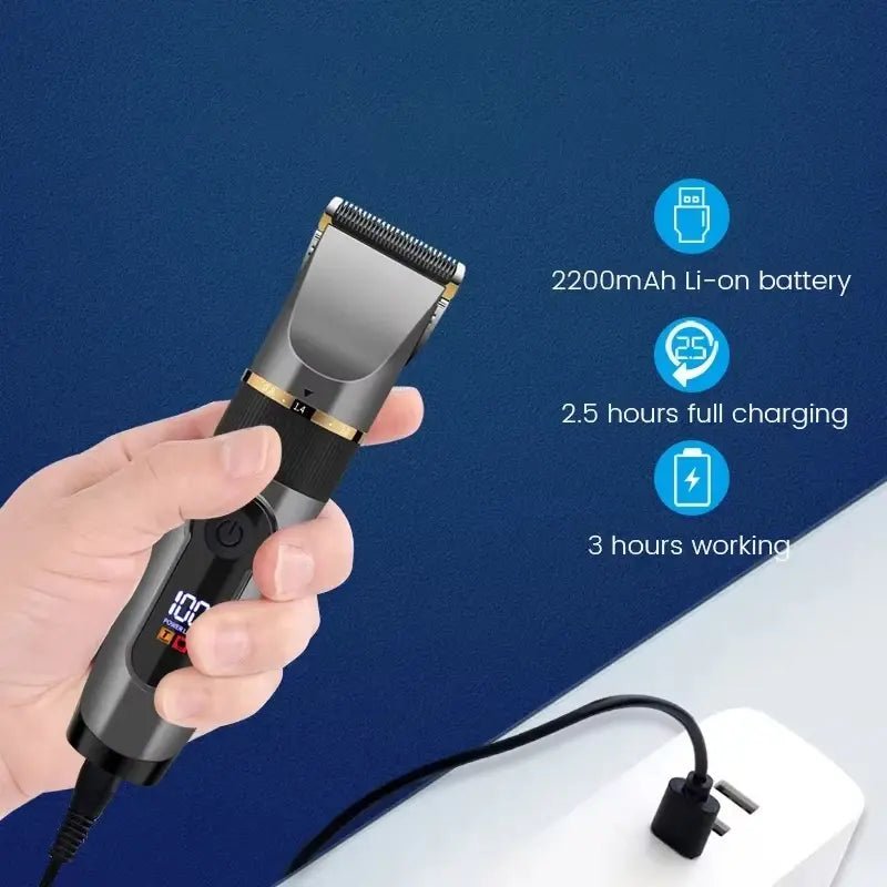 Professional Hair Clipper Rechargeable Electric Trimmer For Men Beard Kids Barber Cutting Machine Haircut LED Screen Waterproof.