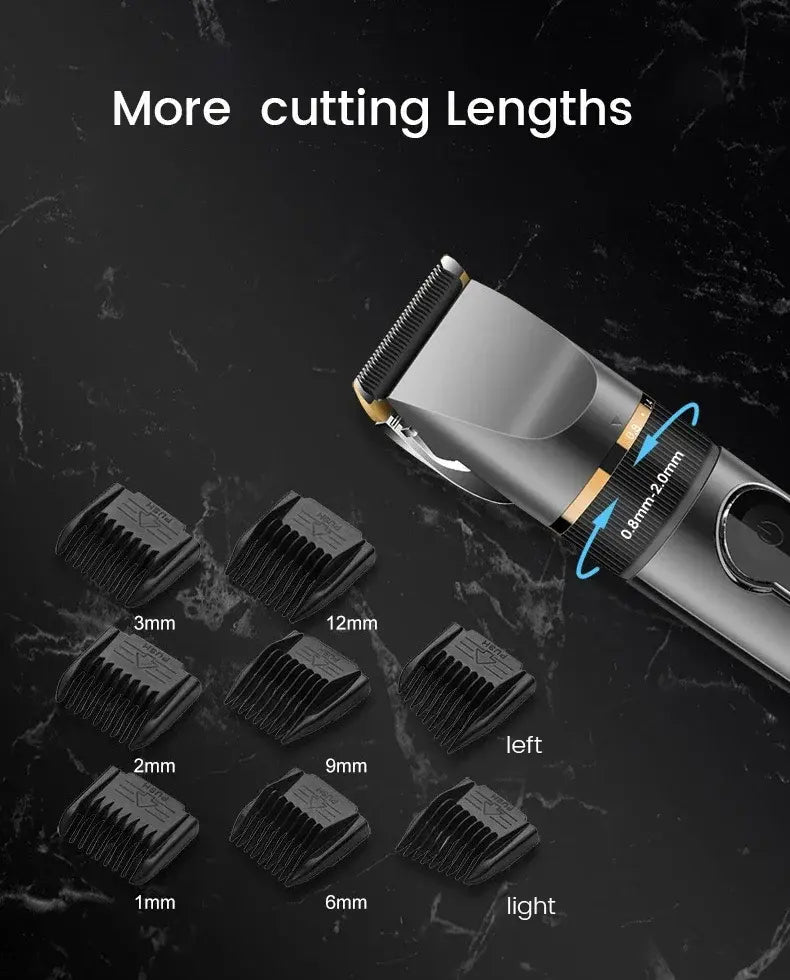 Professional Hair Clipper Rechargeable Electric Trimmer For Men Beard Kids Barber Cutting Machine Haircut LED Screen Waterproof.