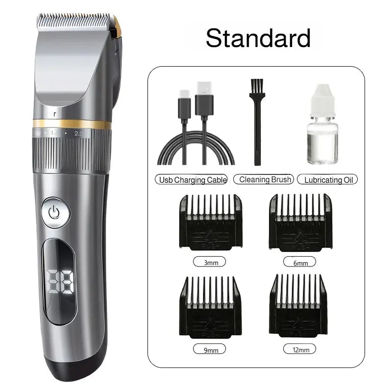 Professional Hair Clipper Set Electric Hair Trimmer with Limit Comb LED Digital Display USB Rechargeable Hair Care Tools.