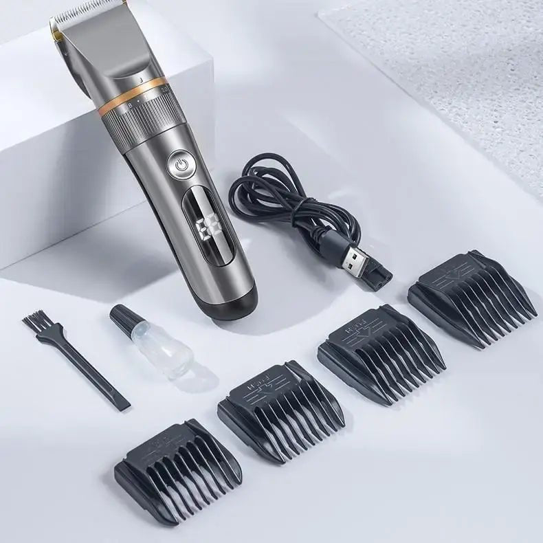 Professional Hair Clipper Set Electric Hair Trimmer with Limit Comb LED Digital Display USB Rechargeable Hair Care Tools.