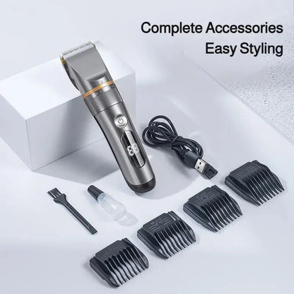 Professional Hair Clipper Set Electric Hair Trimmer with Limit Comb LED Digital Display USB Rechargeable Hair Care Tools.