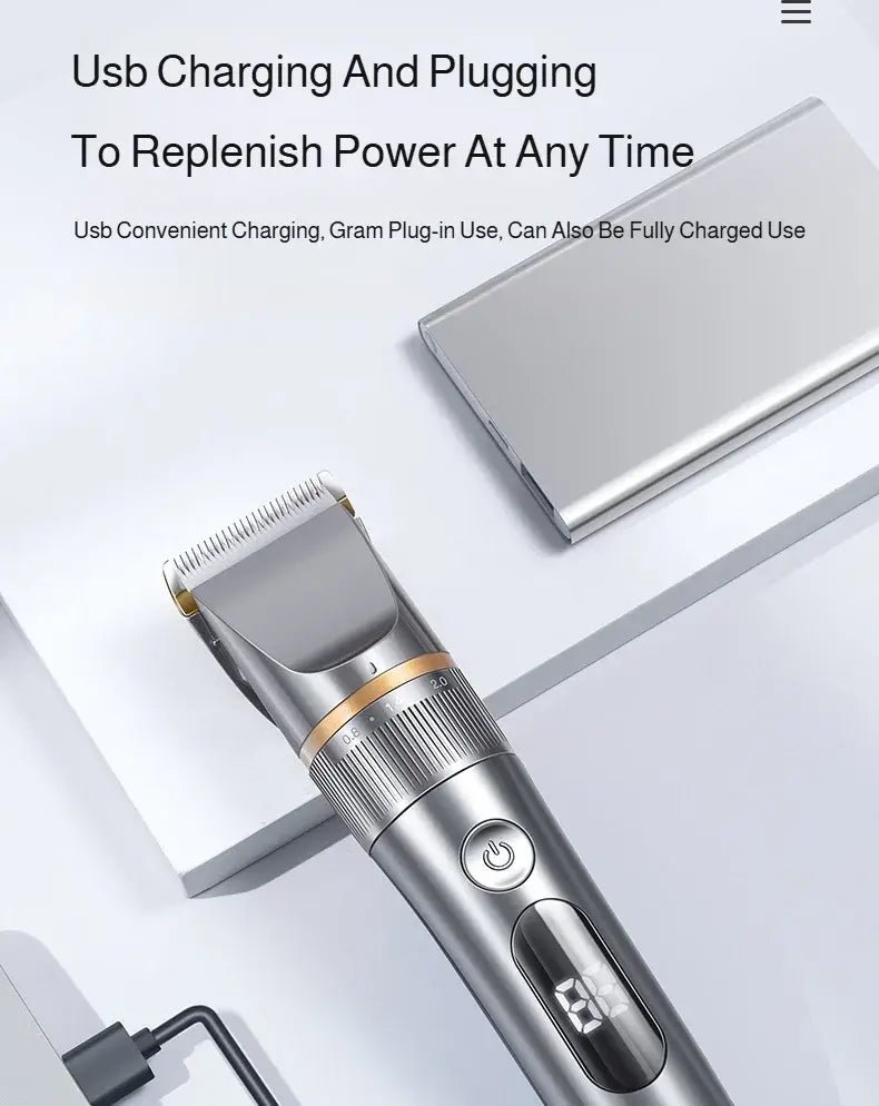 Professional Hair Clipper Set Electric Hair Trimmer with Limit Comb LED Digital Display USB Rechargeable Hair Care Tools.