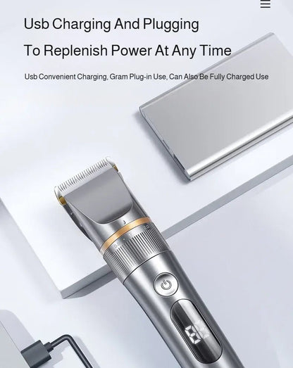Professional Hair Clipper Set Electric Hair Trimmer with Limit Comb LED Digital Display USB Rechargeable Hair Care Tools.