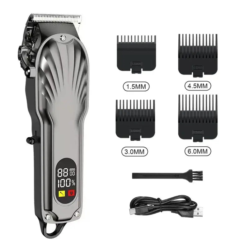 Professional Hair Clipper Shaving Machine High Power Adjustable Cordless Hair Clipper 0 Gap Trimmer Hair Cutting Machine PET.