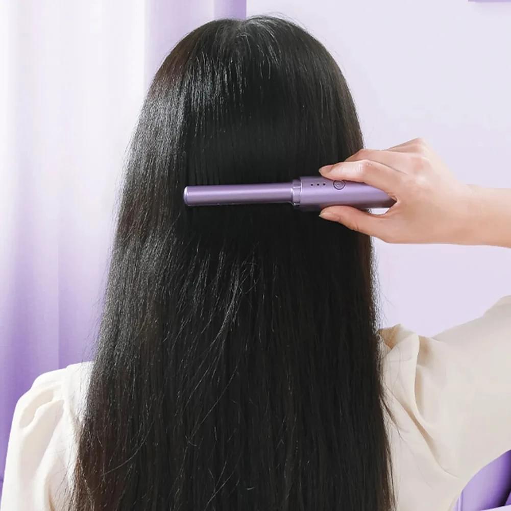 Professional Wireless Hair Straightener Curler Comb Fast Heating Negative Ion Straightening Curling Brush Hair Styling Tools.