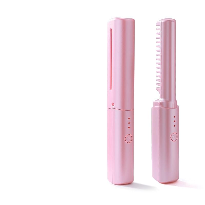 Professional Wireless Hair Straightener Curler Comb Fast Heating Negative Ion Straightening Curling Brush Hair Styling Tools.
