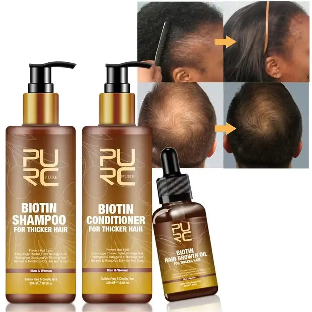 PURC Hair Care Ginger Biotin Three-piece Shampoo Conditioner Repair Dry And Frizz Essential Oil.