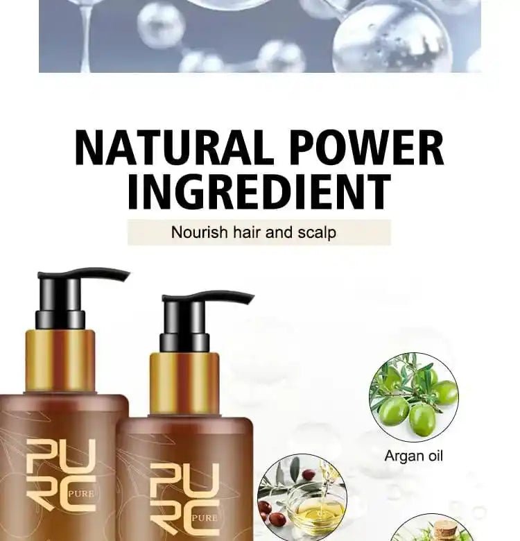 PURC Hair Care Ginger Biotin Three-piece Shampoo Conditioner Repair Dry And Frizz Essential Oil.