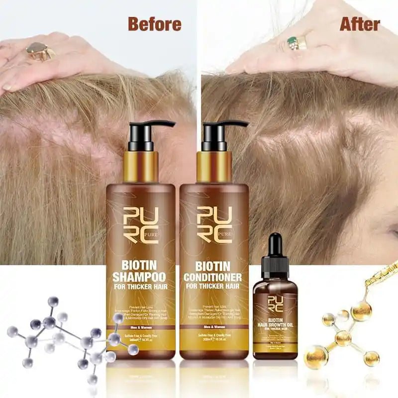 PURC Hair Care Ginger Biotin Three-piece Shampoo Conditioner Repair Dry And Frizz Essential Oil.